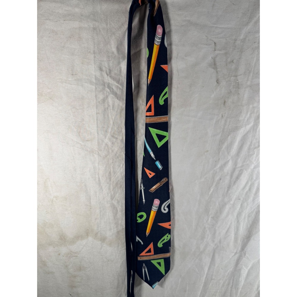 Designs by A. Rogers Mens Vintage 1997 Drafting Instrument School Teacher Tie